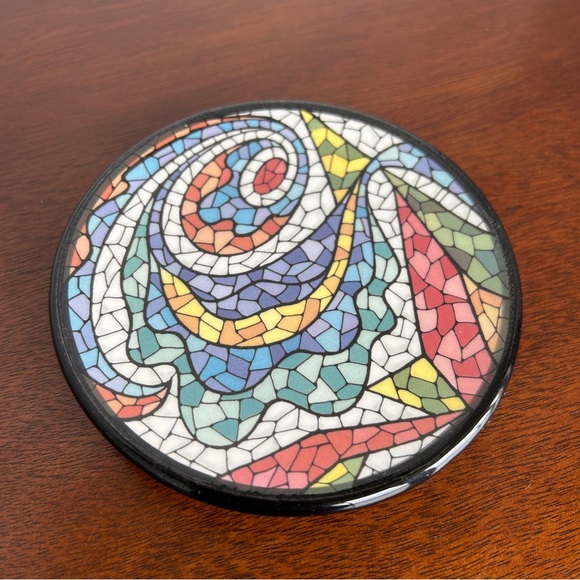 Two Handpainted Mosaic Decorative Wall Plates - Picture 7 of 11